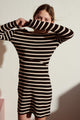 Erin Kleid in schwarz / cremefarben gestreiftem  Rippjersey für Kinder