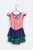 Colette Kleid in rosa, grün & blau