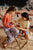 Mathilda Hose in blau/orange gestreift für Kinder