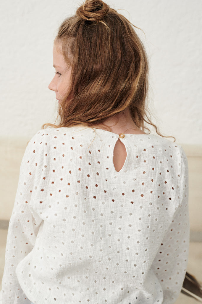 Bluse – Phoebe Broderie für love-kidswear aus Anglaise Kinder weisser